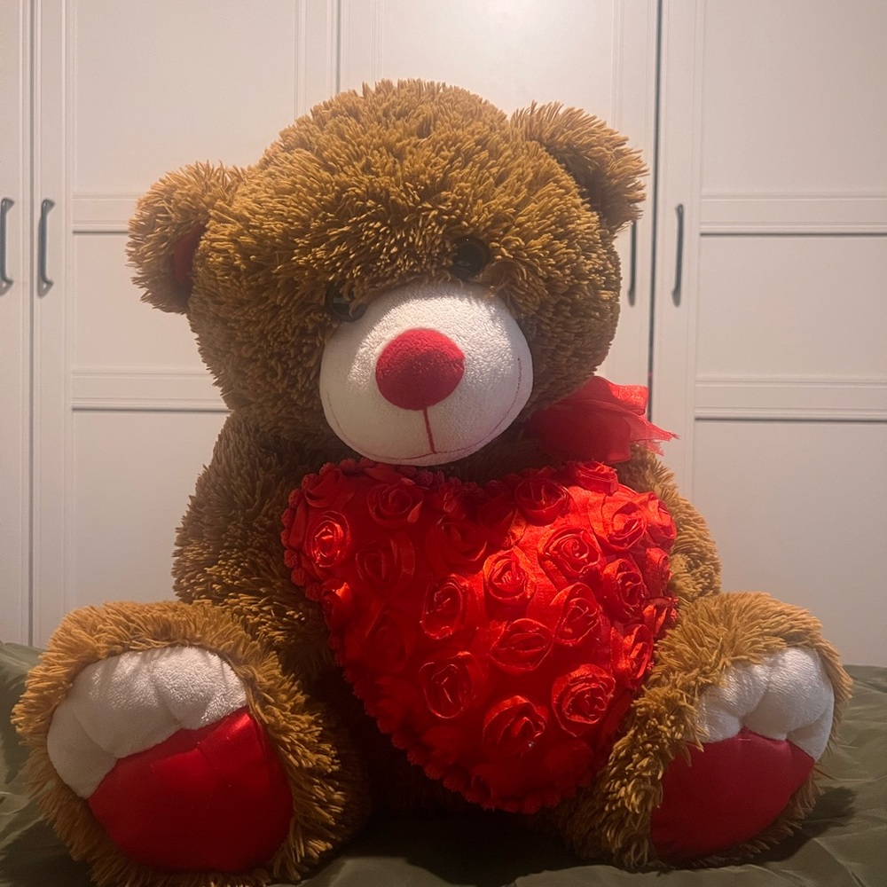 Charming Plush Bear with Red Heart Accent